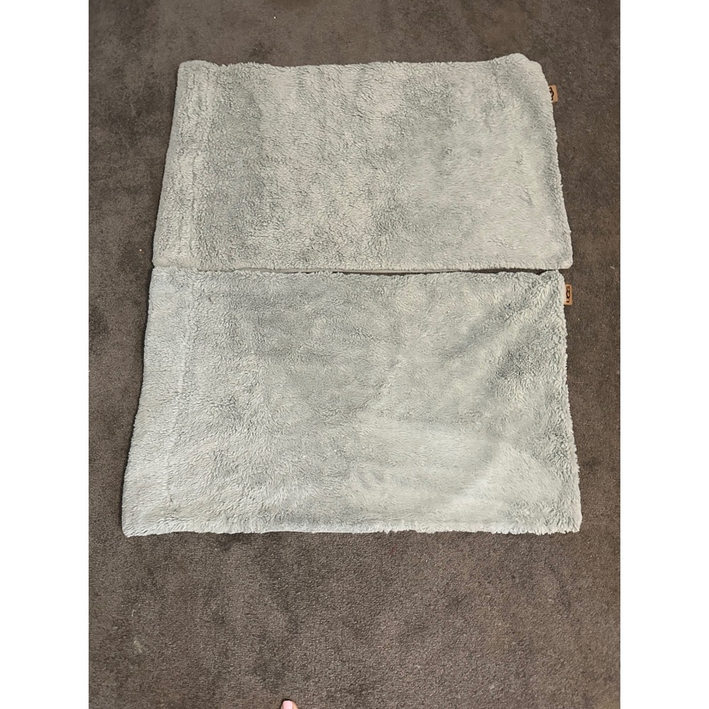 UGG Australia Sherpa Plush Pillow Sham Set of 2 Light Blue Grey Cozy Bedding